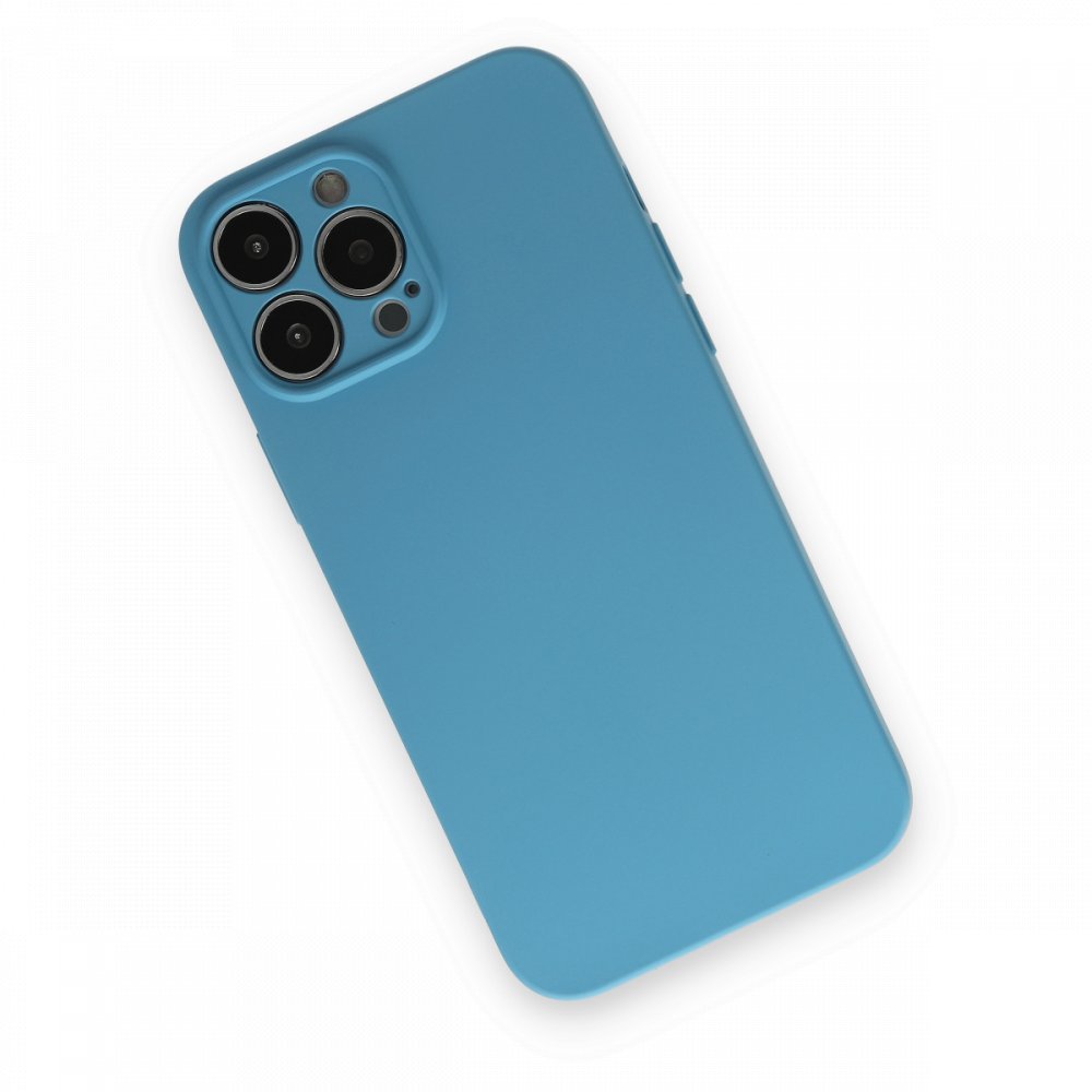 iPhone 13 Pro Max Kılıf Nano içi Kadife Silikon - Mavi  iPhone 13 Pro Max Kılıf Nano içi Kadife Silikon - Mavi