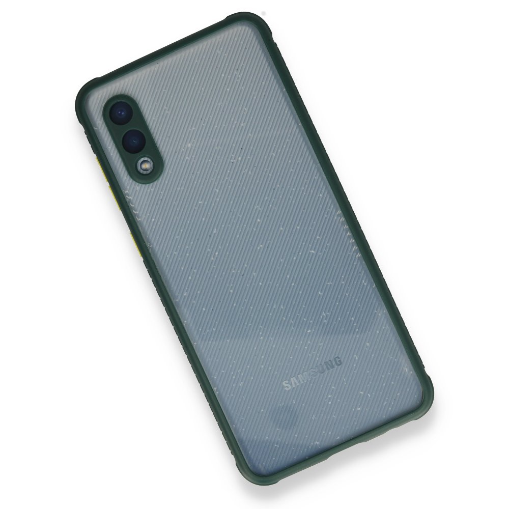  Samsung Galaxy A02 Kılıf Miami Şeffaf Silikon - Koyu Yeşil