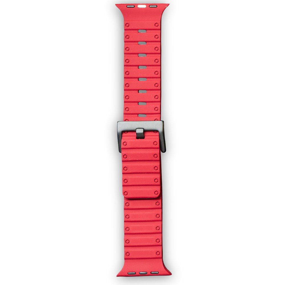  Apple Watch Ultra 49mm Magnus Mıknatıslı Silikon Kordon - Kırmızı