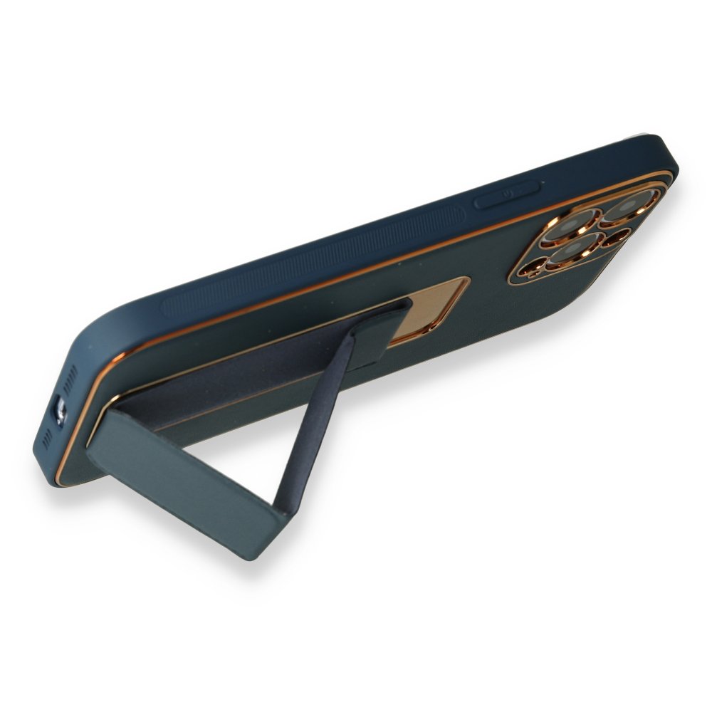 iPhone 13 Pro Kılıf Coco Deri Standlı Kapak - Mavi iPhone 13 Pro Kılıf Coco Deri Standlı Kapak - Mavi