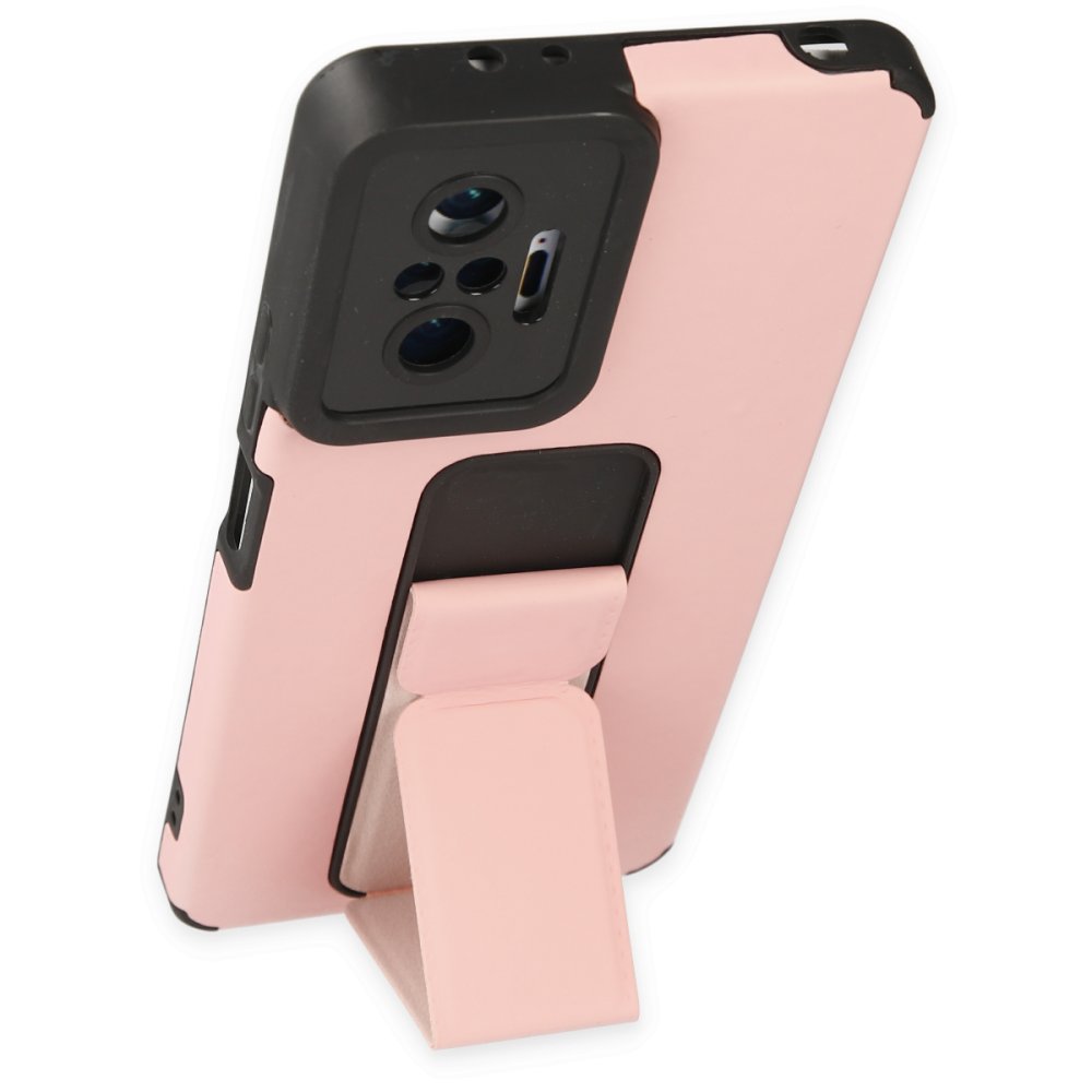 Redmi Note 10 Pro Kılıf Mega Standlı Silikon - Pudra