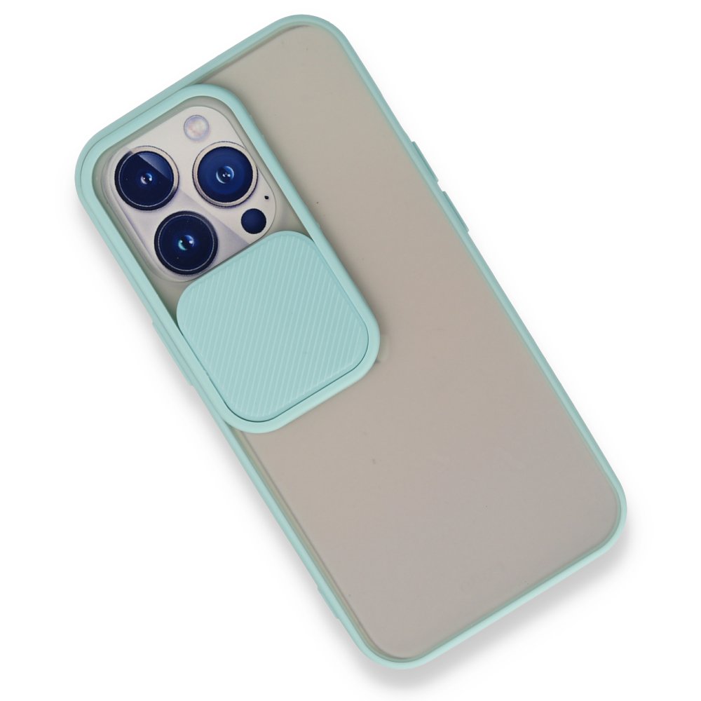  iPhone 13 Pro Kılıf Palm Buzlu Kamera Sürgülü Silikon - Turkuaz