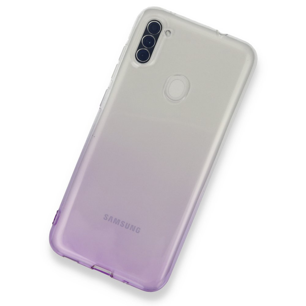  Samsung Galaxy A11 Kılıf Lüx Çift Renkli Silikon - Mor