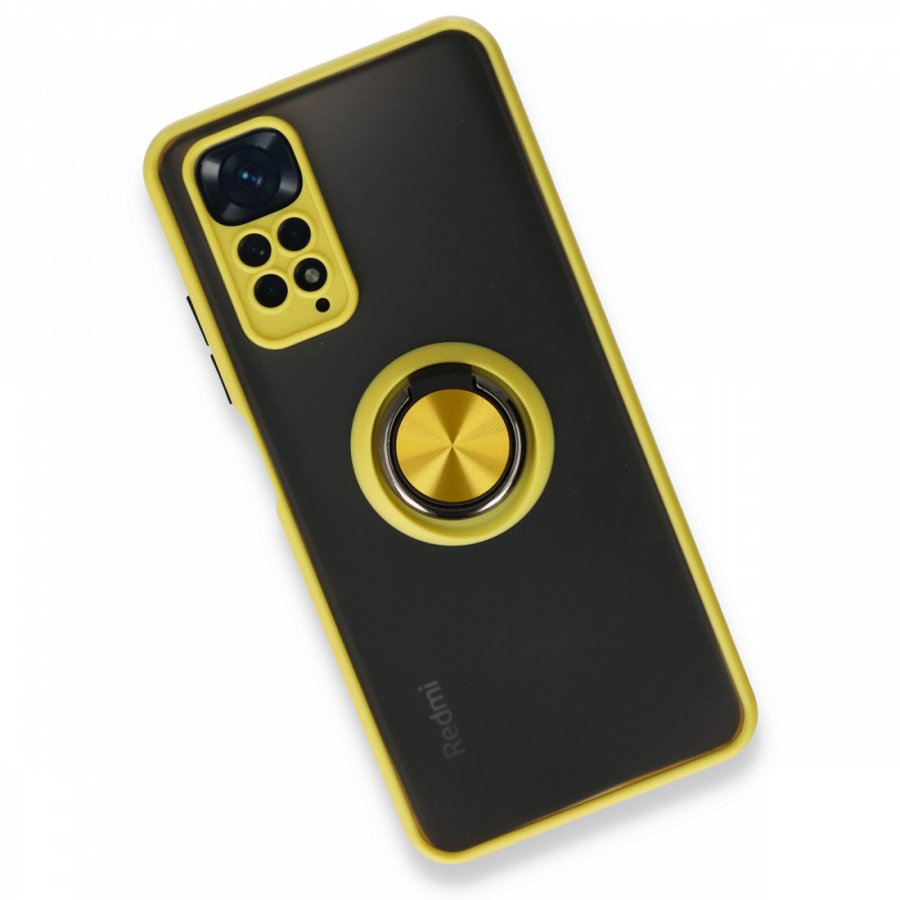 Redmi Note 11S Kılıf Montreal Yüzüklü Silikon Kapak - Sarı Redmi Note 11S Kılıf Montreal Yüzüklü Silikon Kapak - Sarı
