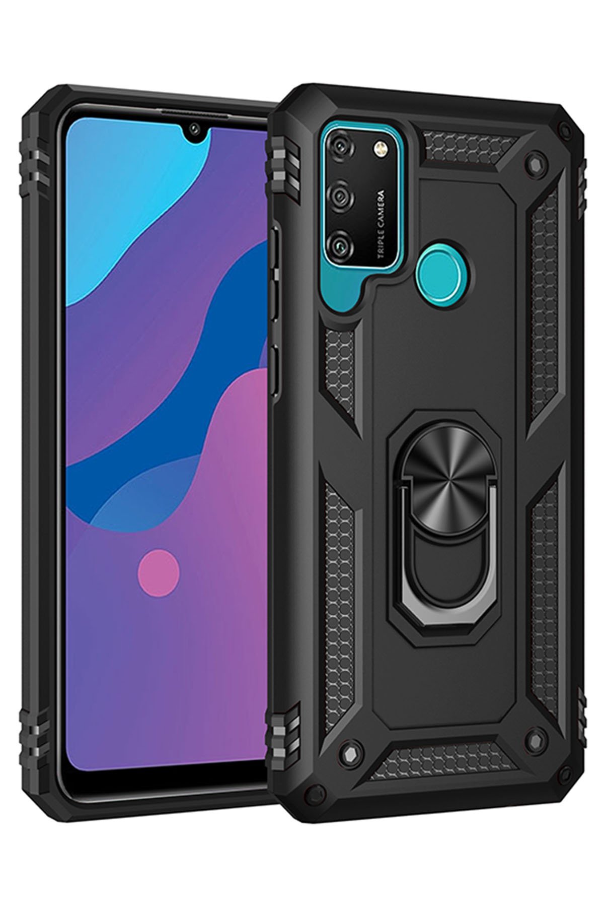 Huawei Y6P Kılıf Sofya Yüzüklü Silikon Kapak - Siyah Huawei Y6P Kılıf Sofya Yüzüklü Silikon Kapak - Siyah