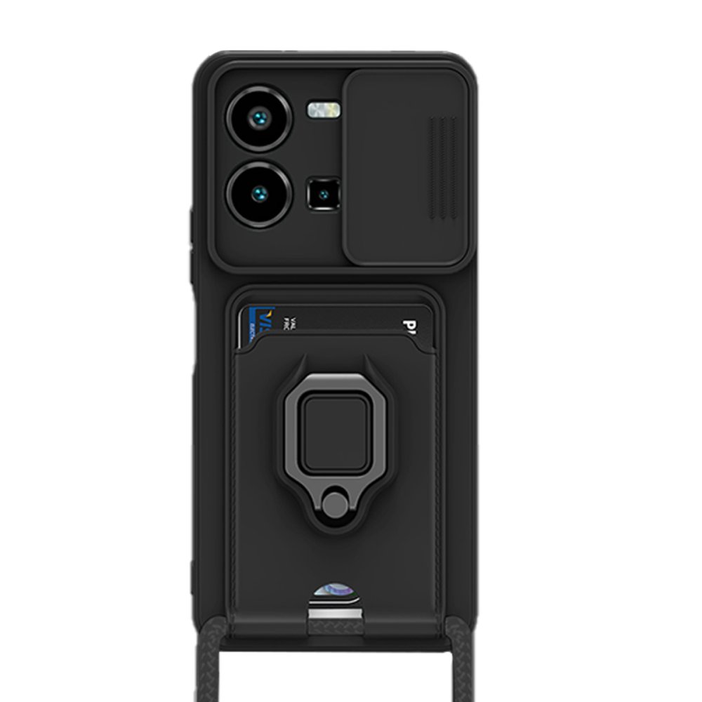  Vivo Y22S Kılıf Zuma Kartvizitli Yüzüklü Silikon - Siyah