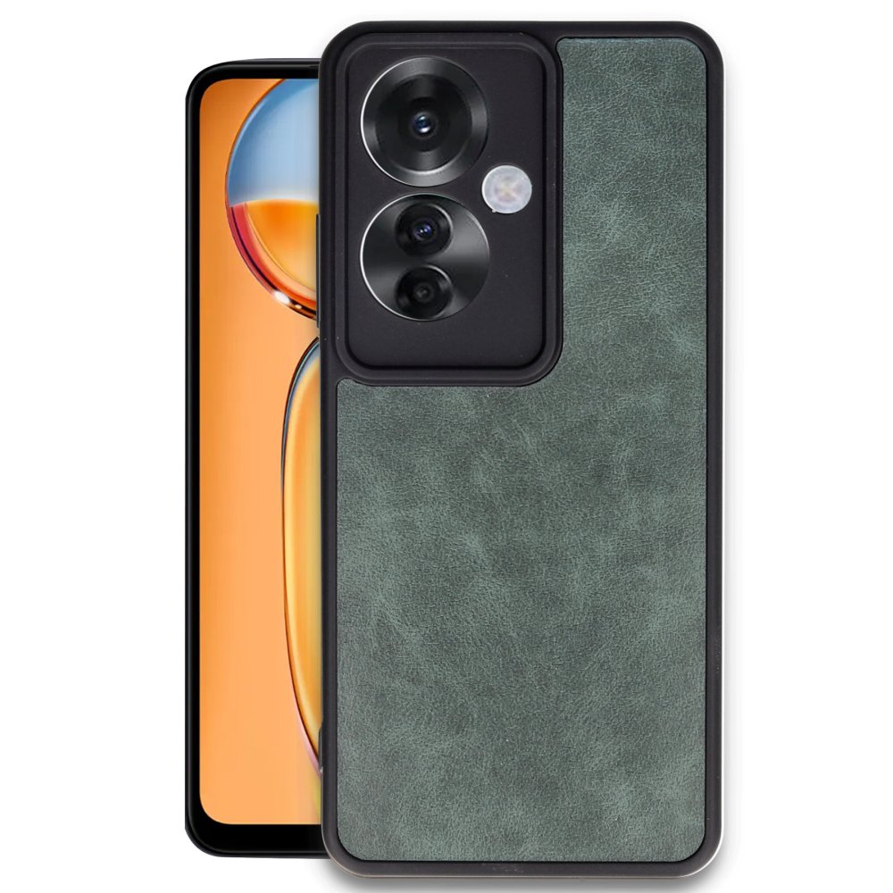 Oppo Reno 11F Kılıf Aras Deri Kapak - Koyu Yeşil Oppo Reno 11F Kılıf Aras Deri Kapak - Koyu Yeşil