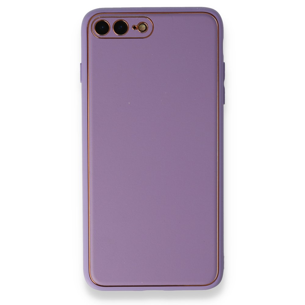  iPhone 8 Plus Kılıf Coco Deri Silikon Kapak - Lila