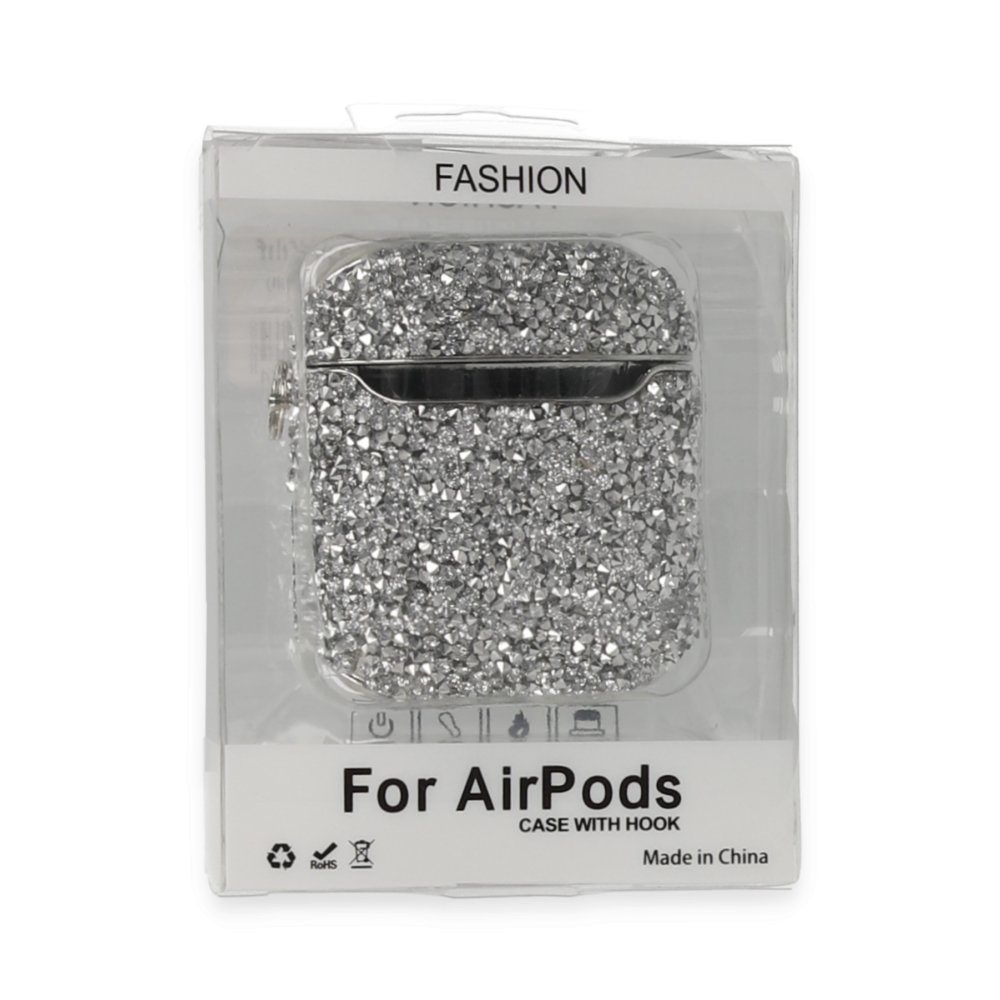  Airpods (1.nesil) Mira Taşlı Kılıf - Gümüş
