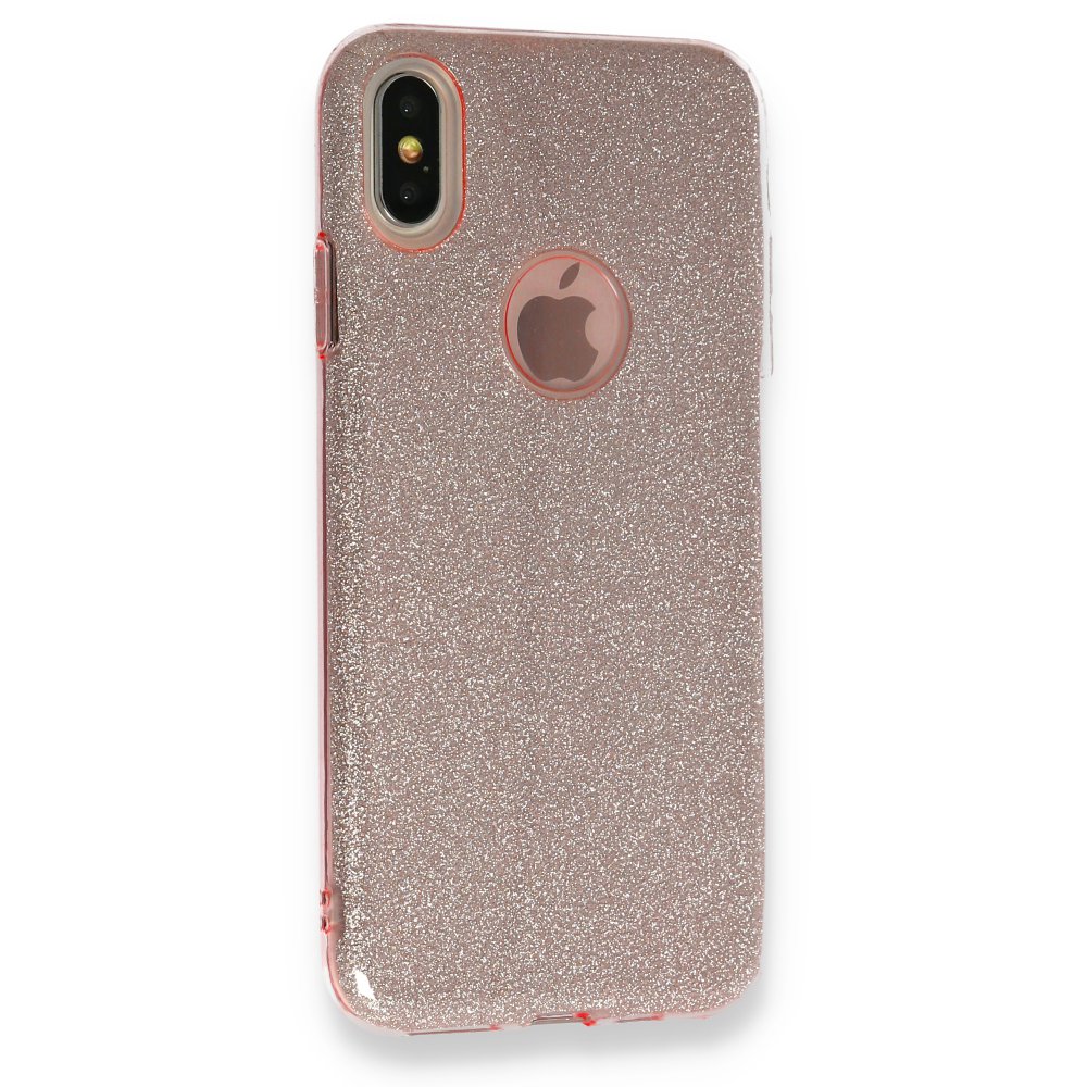 iPhone XS Max Kılıf Simli Katmanlı Silikon - Rose iPhone XS Max Kılıf Simli Katmanlı Silikon - Rose