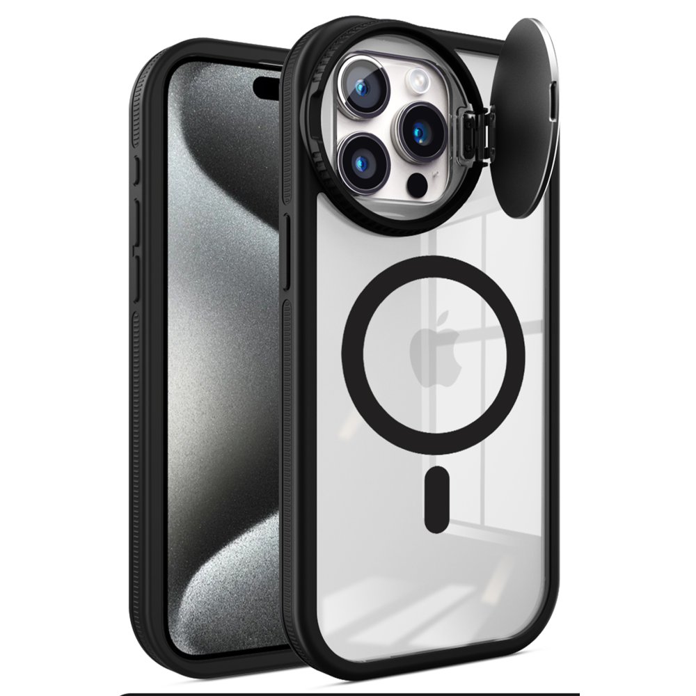  iPhone 15 Pro Max Kılıf Teleskop Lens Magsafe Silikon Kapak - Siyah