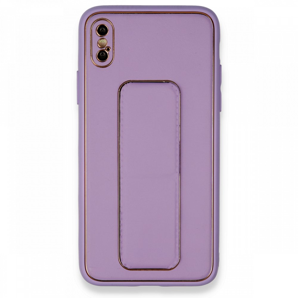 iPhone XS Kılıf Coco Deri Standlı Kapak - Koyu Lila iPhone XS Kılıf Coco Deri Standlı Kapak - Koyu Lila