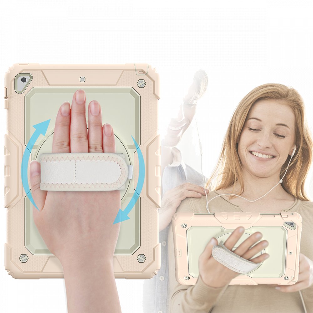  iPad 9.7 (2017) Kılıf Strap New Tablet Kapak - Pembe
