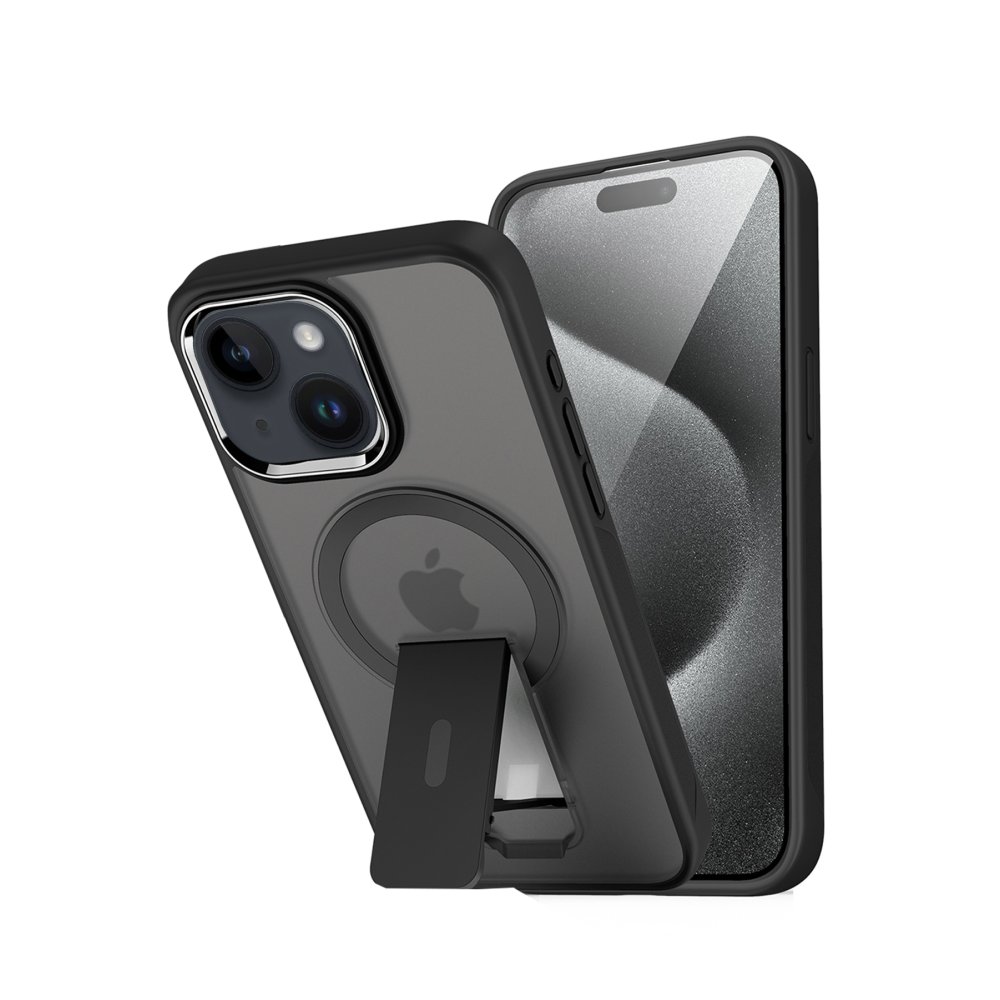  iPhone 15 Tork Magsafe Standlı Kapak - Siyah