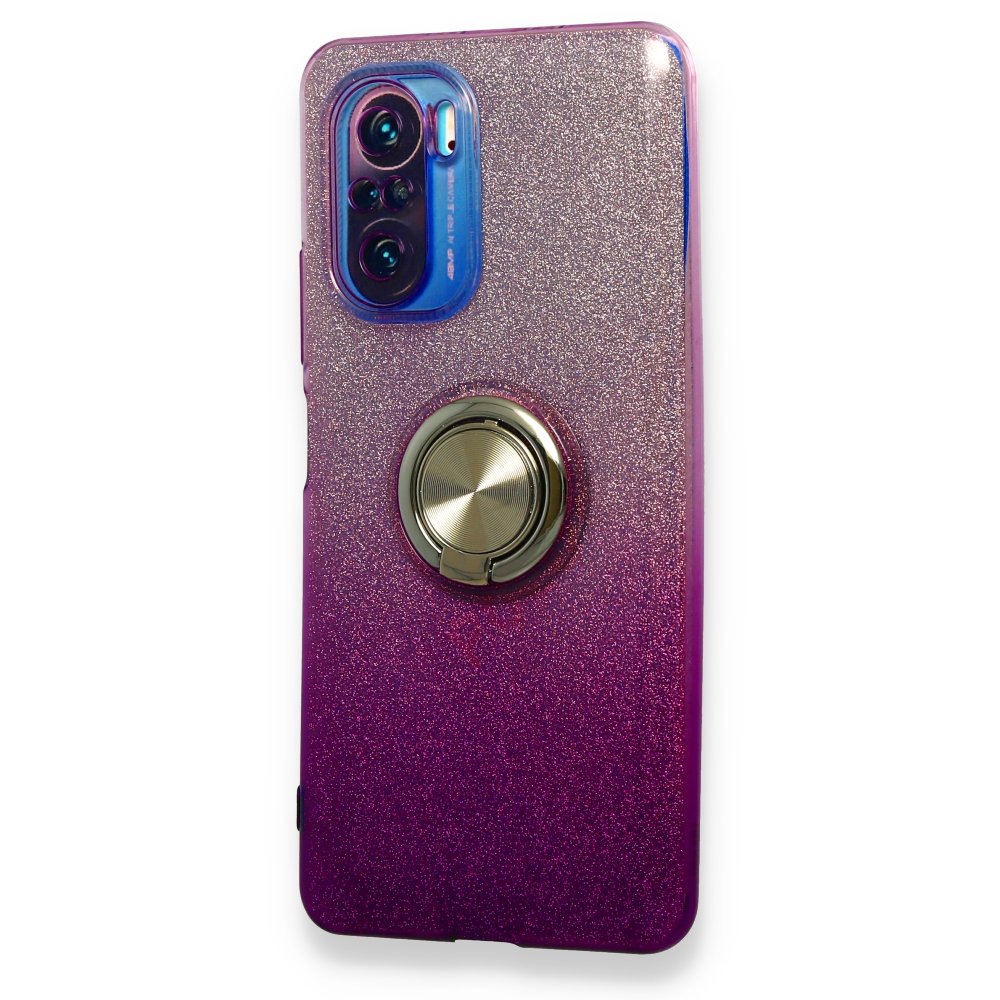 Redmi K40 Pro Kılıf Simli Yüzüklü Silikon - Mor