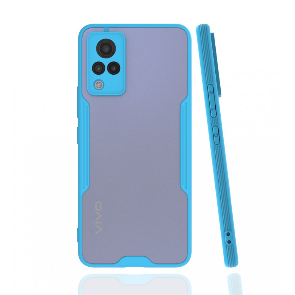  Vivo V21 Kılıf Platin Silikon - Mavi