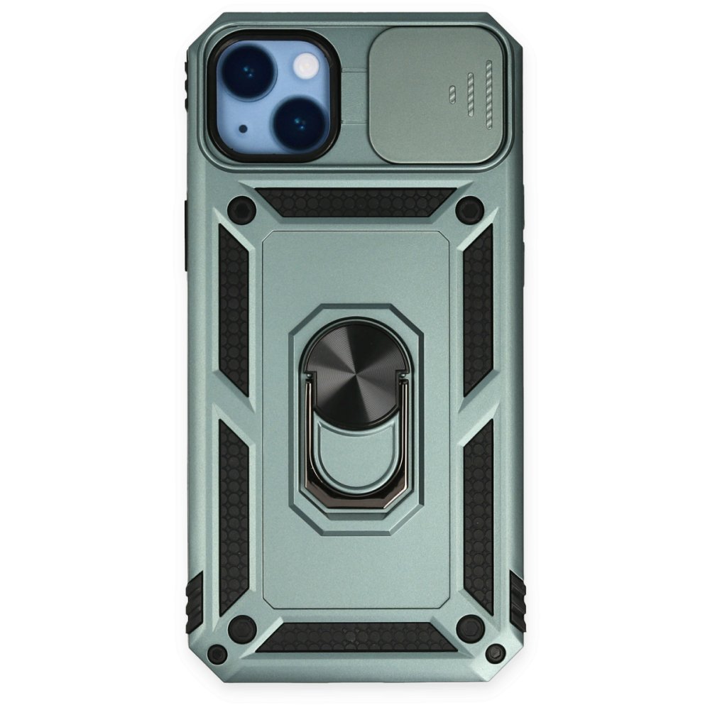  iPhone 14 Plus Kılıf Pars Lens Yüzüklü Silikon - Yeşil