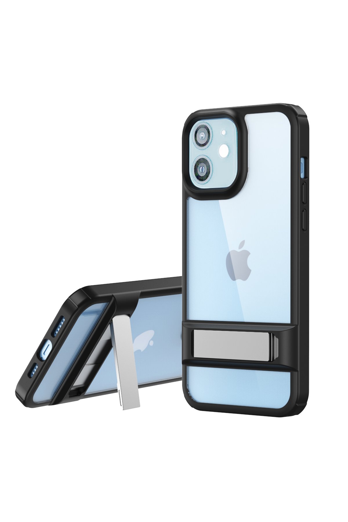  iPhone 12 Kılıf Rolet Stand Kapak - Siyah