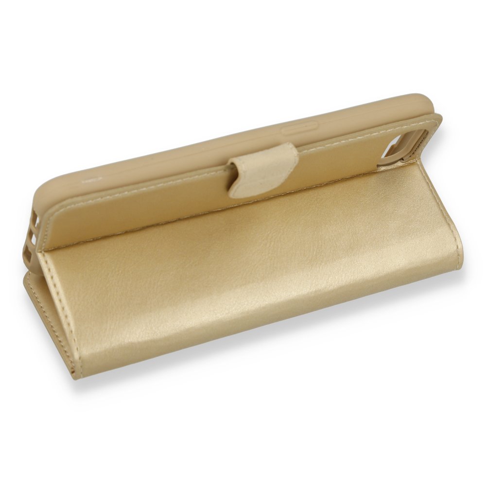 Realme C2 Kılıf Trend S Plus Kapaklı Kılıf - Gold  Realme C2 Kılıf Trend S Plus Kapaklı Kılıf - Gold