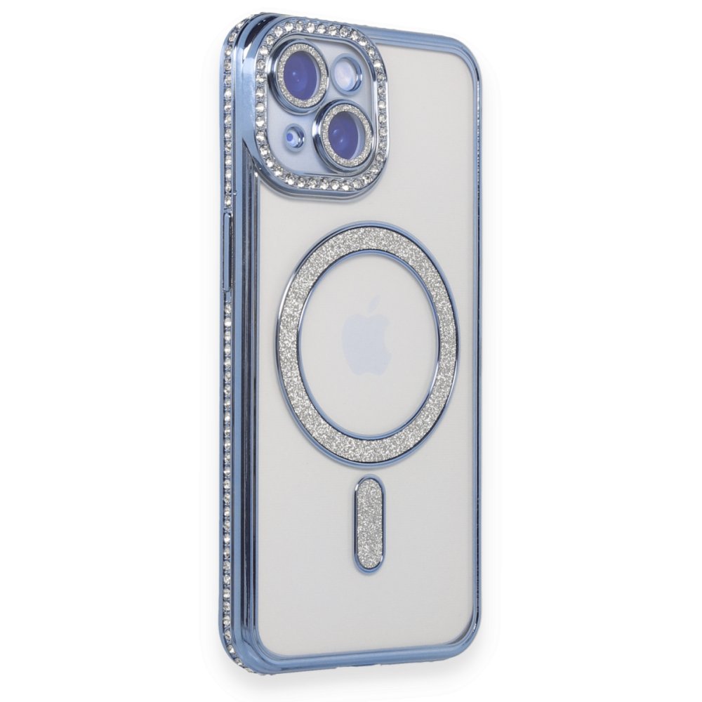  iPhone 15 Kılıf Joke Simli Magneticsafe Kılıf - Mavi