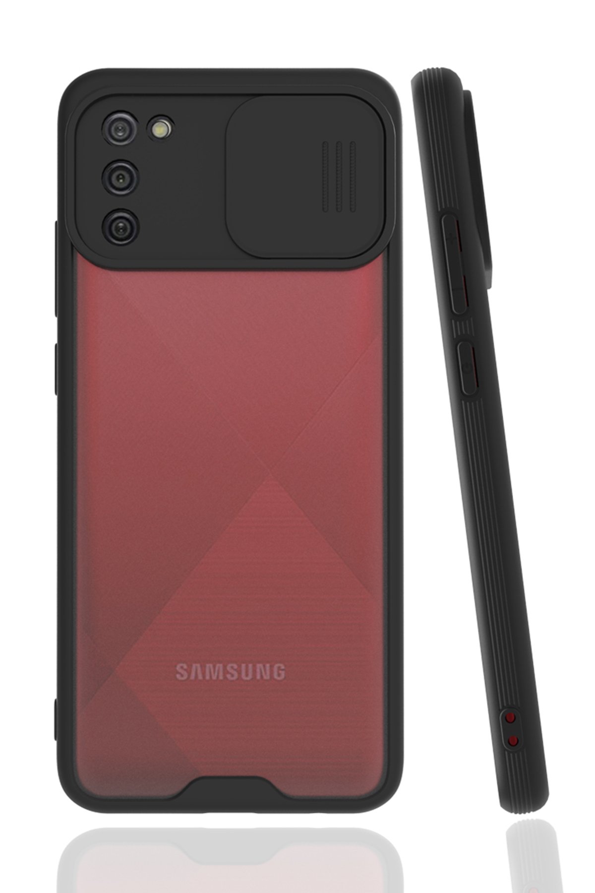  Samsung Galaxy A02S Kılıf Platin Kamera Koruma Silikon - Siyah