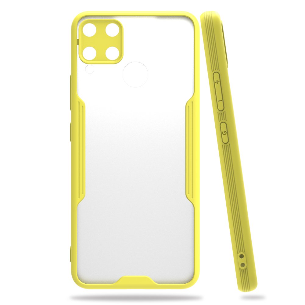 Realme C15 Kılıf Platin Silikon - Sarı  Realme C15 Kılıf Platin Silikon - Sarı