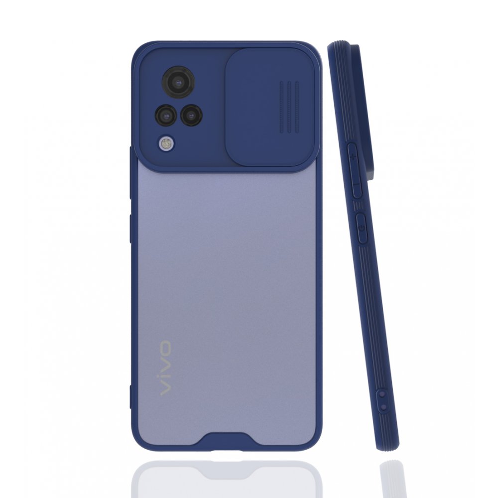  Vivo V21 Kılıf Platin Kamera Koruma Silikon - Lacivert