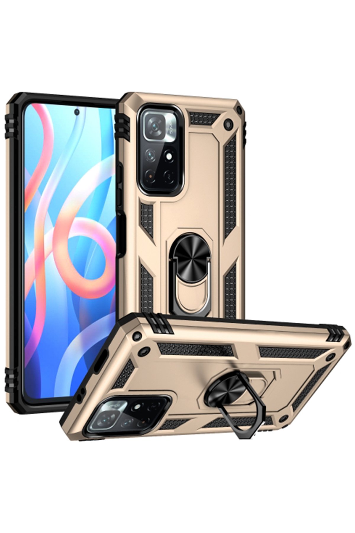 Redmi Note 11T Kılıf Sofya Yüzüklü Silikon Kapak - Gold Redmi Note 11T Kılıf Sofya Yüzüklü Silikon Kapak - Gold