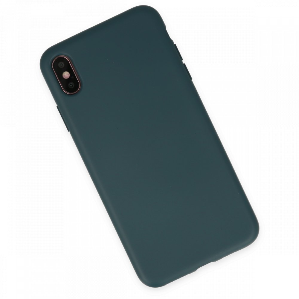  iPhone XS Max Kılıf Nano içi Kadife Silikon - Koyu Yeşil