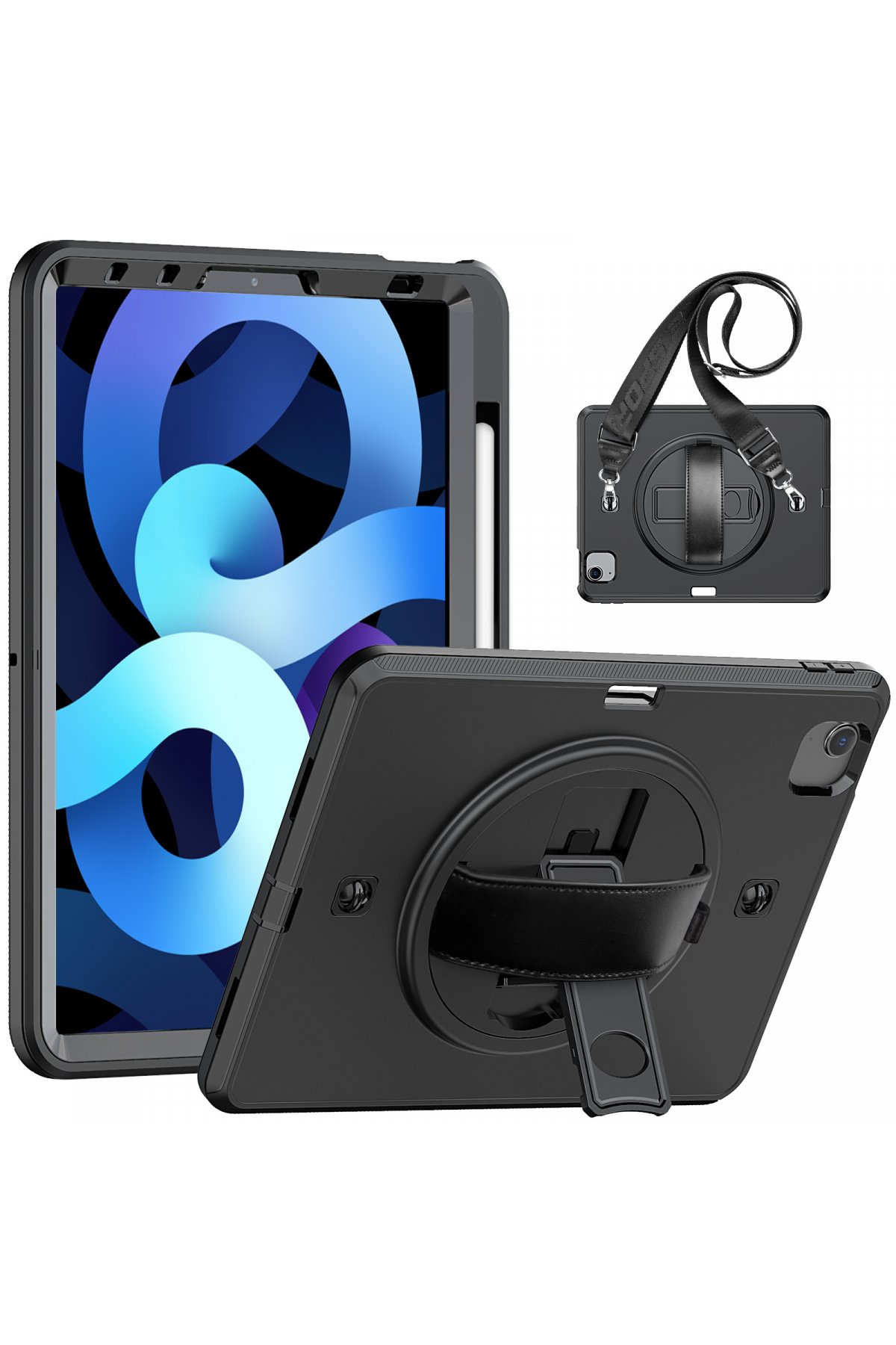  iPad Air 4 10.9 Kılıf Strap-C Otterbox Tablet Kapak - Siyah