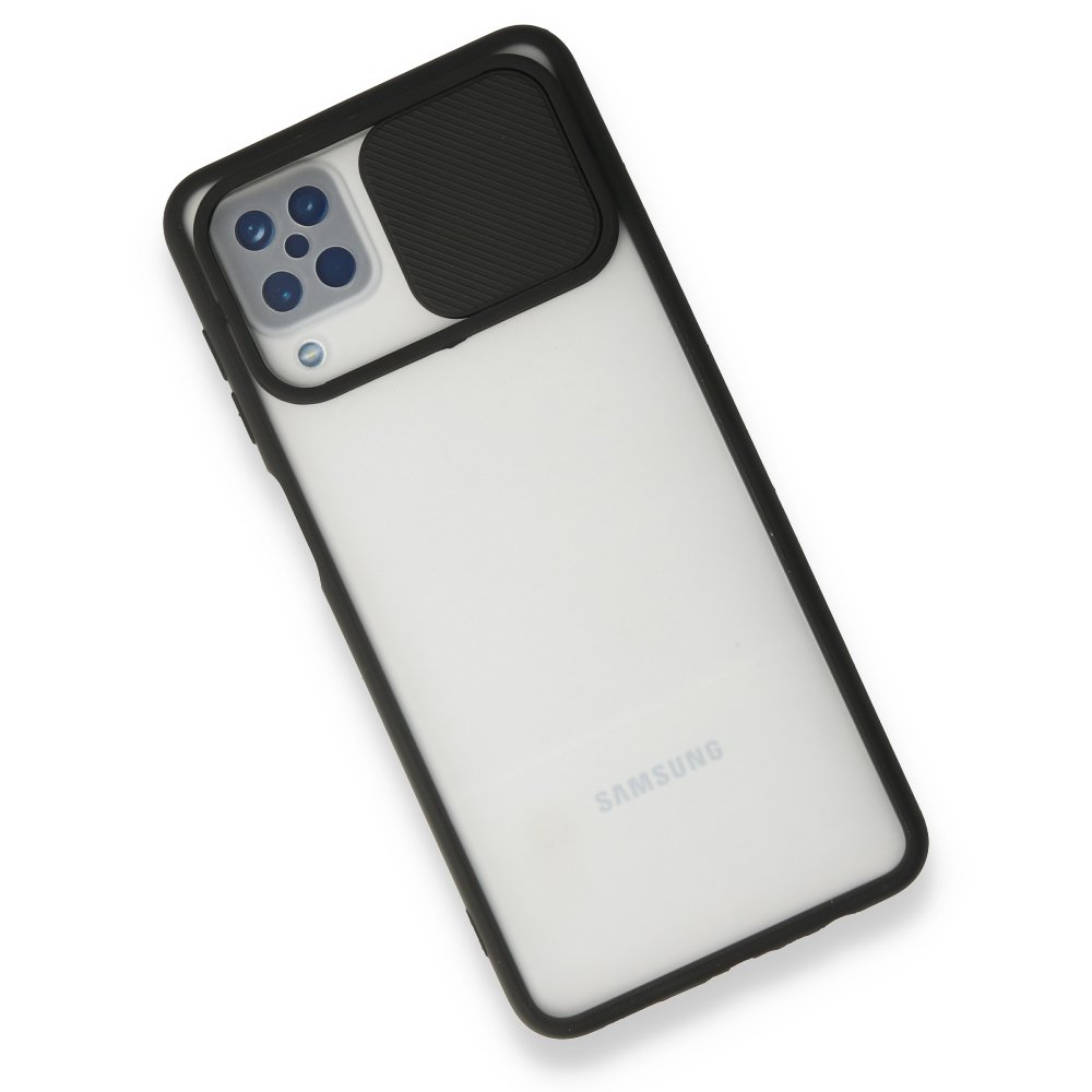  Samsung Galaxy M12 Kılıf Palm Buzlu Kamera Sürgülü Silikon - Siyah
