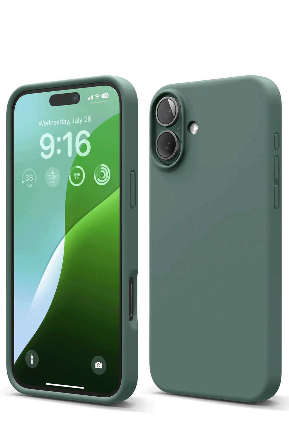 iPhone 16 Kılıf Nano içi Kadife Silikon - Koyu Yeşil  iPhone 16 Kılıf Nano içi Kadife Silikon - Koyu Yeşil