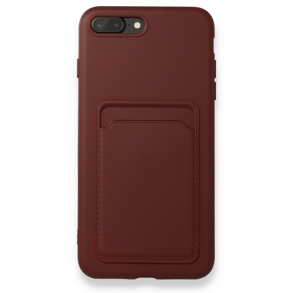 iPhone 8 Plus Kılıf Kelvin Kartvizitli Silikon - Bordo