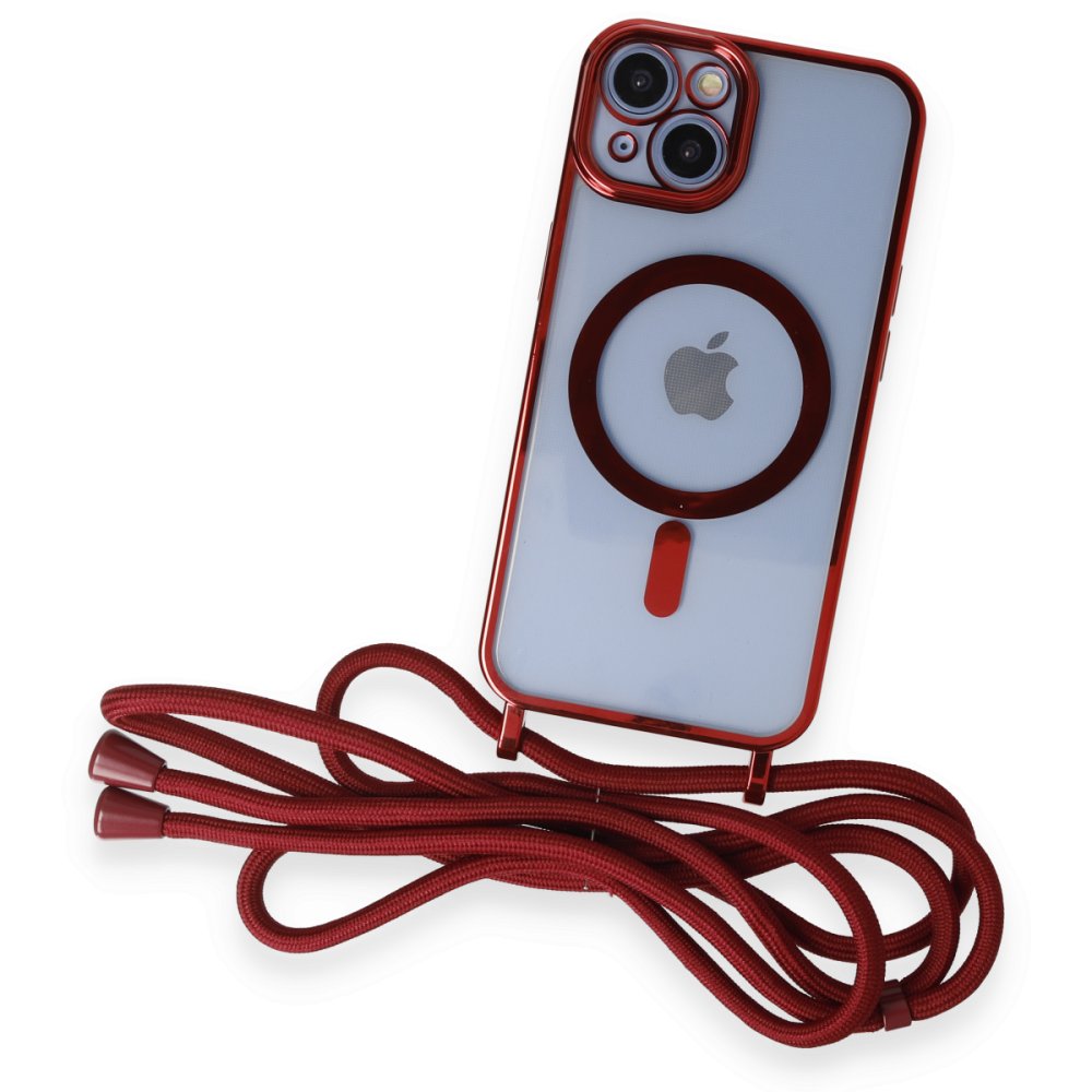 iPhone 14 Kılıf Divo Lazer Askılı Magsafe Kapak - Kırmızı iPhone 14 Kılıf Divo Lazer Askılı Magsafe Kapak - Kırmızı