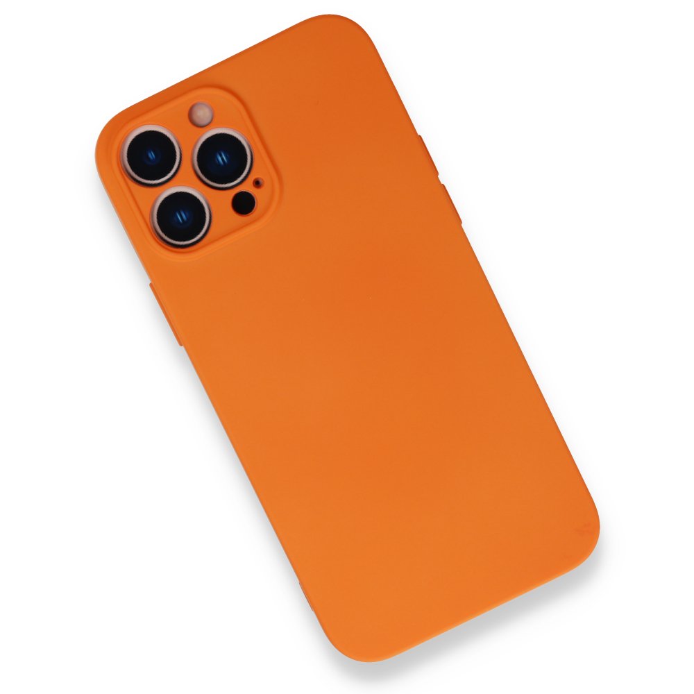 iPhone 13 Pro Max Kılıf Nano içi Kadife Silikon - Turuncu iPhone 13 Pro Max Kılıf Nano içi Kadife Silikon - Turuncu