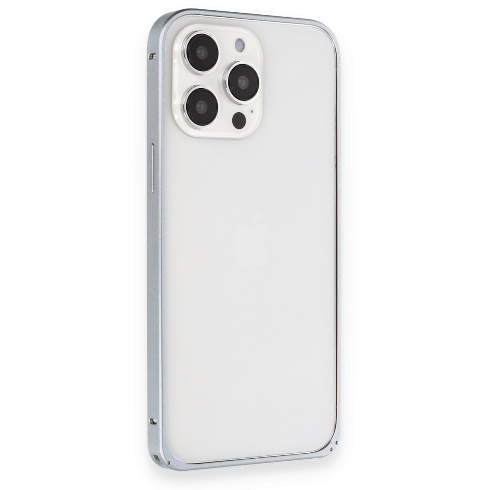 Joko iPhone 15 Pro Max Kılıf Metal Bumper Magneticsafe Kapak - Gri