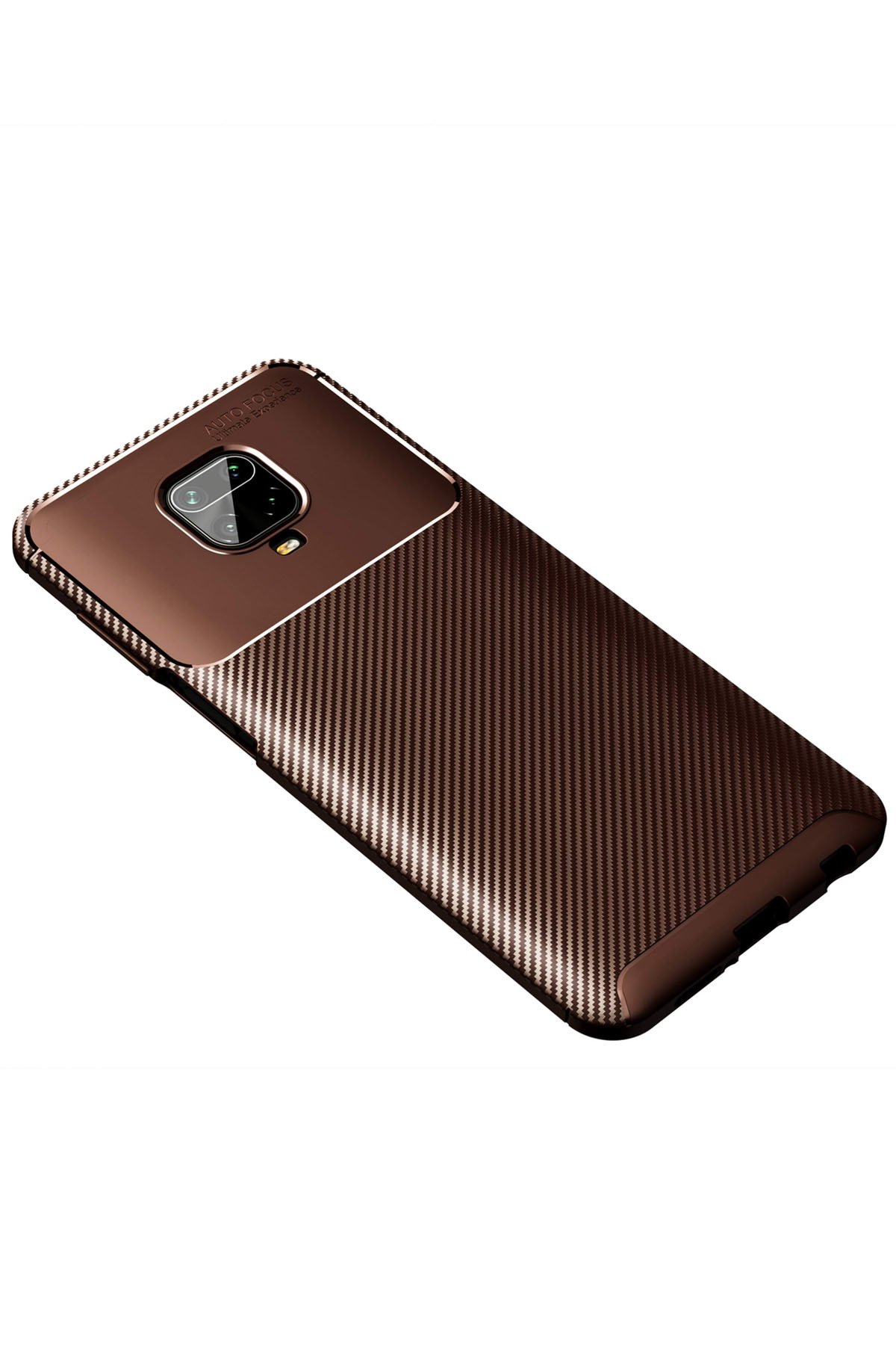 Redmi Note 9S Kılıf Auto Focus Karbon Kapak - Kahverengi Redmi Note 9S Kılıf Auto Focus Karbon Kapak - Kahverengi
