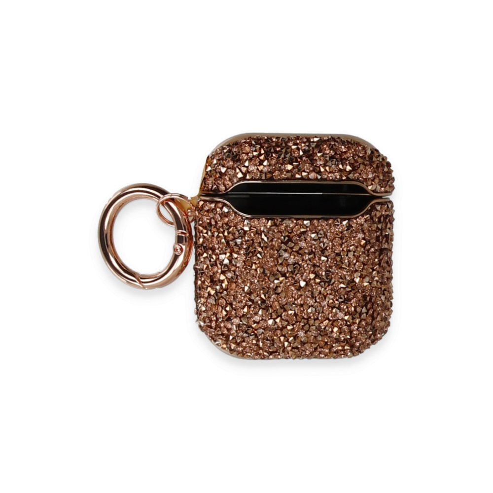  Airpods 2 (2.nesil) Mira Taşlı Kılıf - Rose Gold