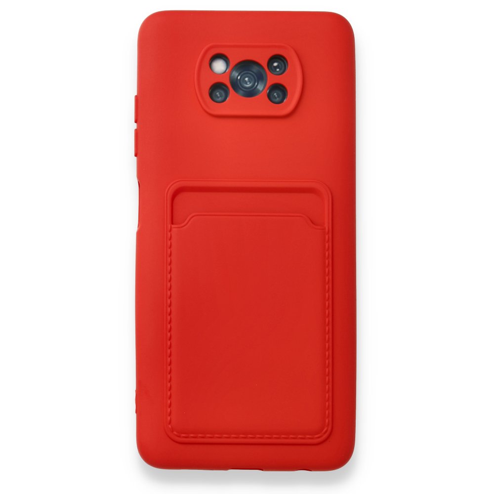  Xiaomi Pocophone X3 Pro Kılıf Kelvin Kartvizitli Silikon - Kırmızı