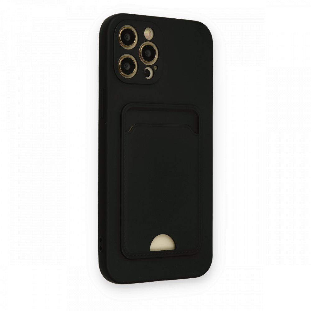  iPhone 12 Pro Max Kılıf Kelvin Kartvizitli Silikon - Siyah