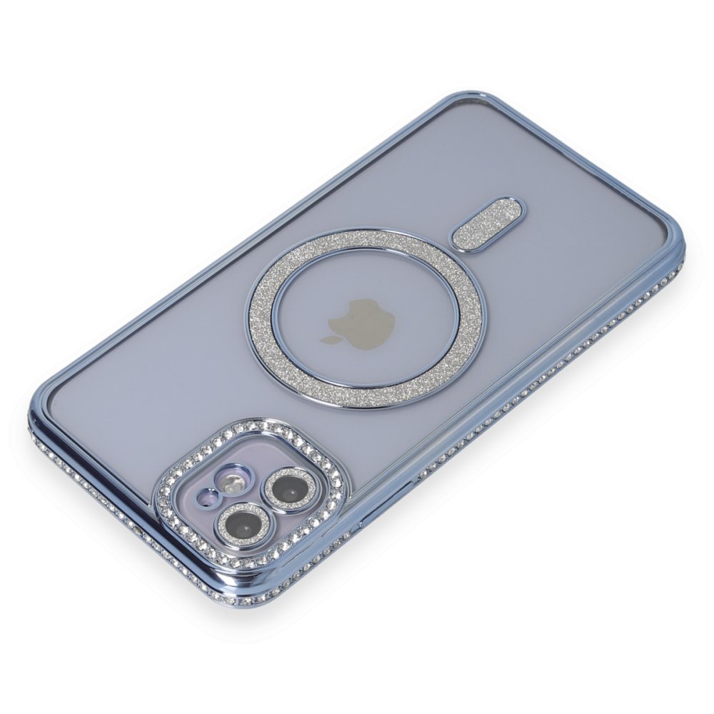  iPhone 11 Kılıf Joke Simli Magneticsafe Kılıf - Mavi