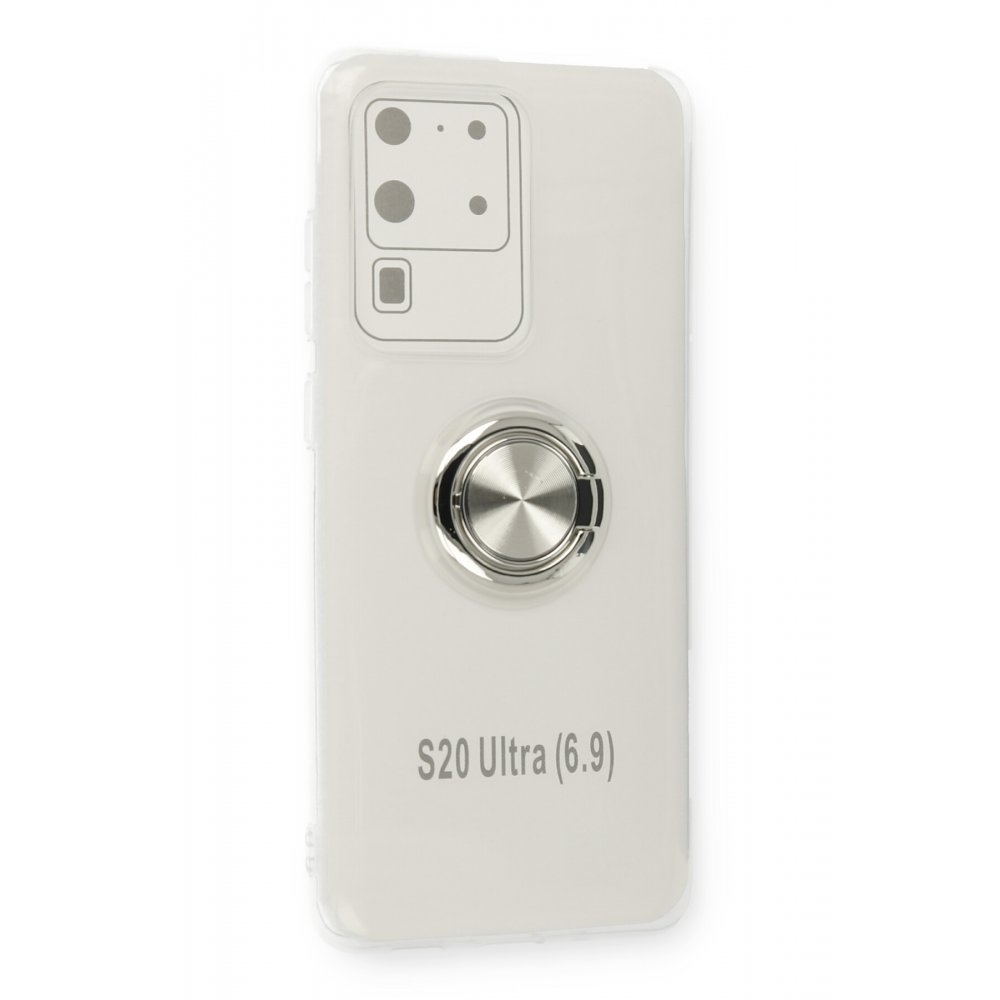 Samsung Galaxy S20 Ultra Kılıf Gros Yüzüklü Silikon - Gümüş