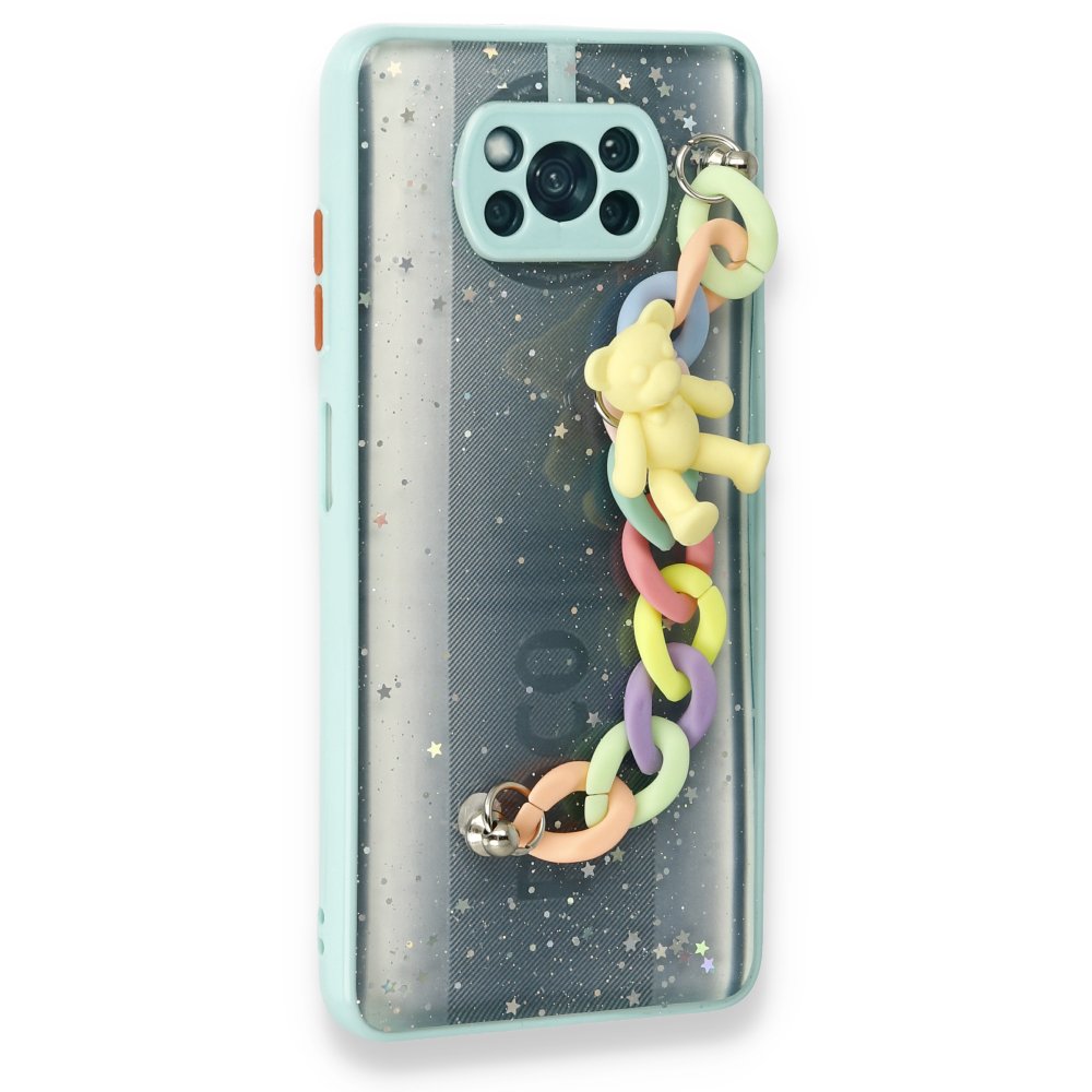  Xiaomi Pocophone X3 Kılıf Ayıcıklı Silikon - Yeşil