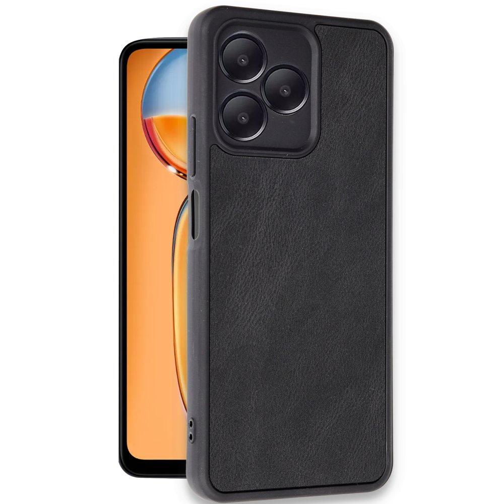 Realme Note 50 4G Kılıf Aras Deri Kapak - Siyah Realme Note 50 4G Kılıf Aras Deri Kapak - Siyah