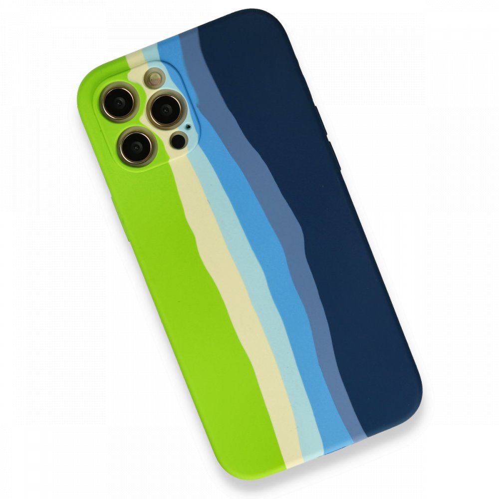  iPhone 12 Pro Max Kılıf Ebruli Lansman Silikon - Yeşil-Koyu Yeşil