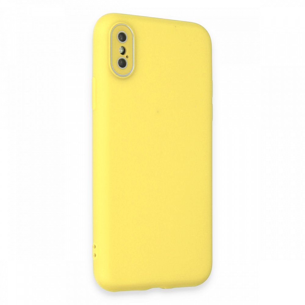  iPhone XS Kılıf Lansman Glass Kapak - Sarı