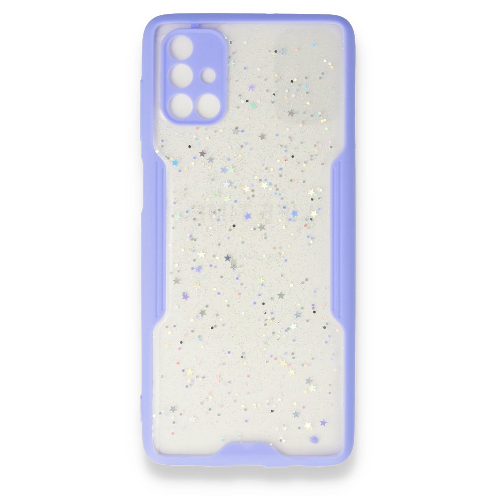  Samsung Galaxy M51 Kılıf Platin Simli Silikon - Lila