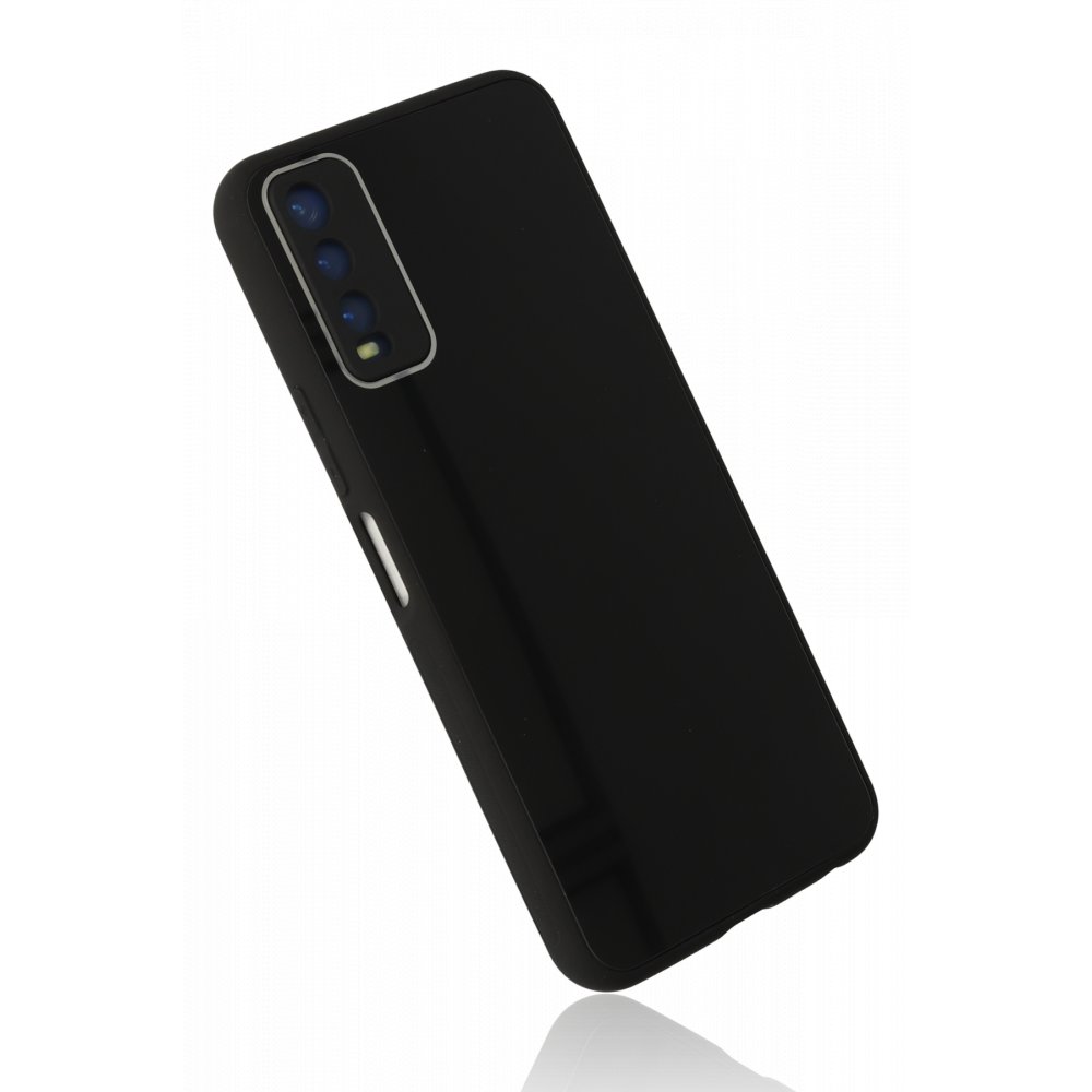  Vivo Y11S Kılıf Glass Kapak - Siyah