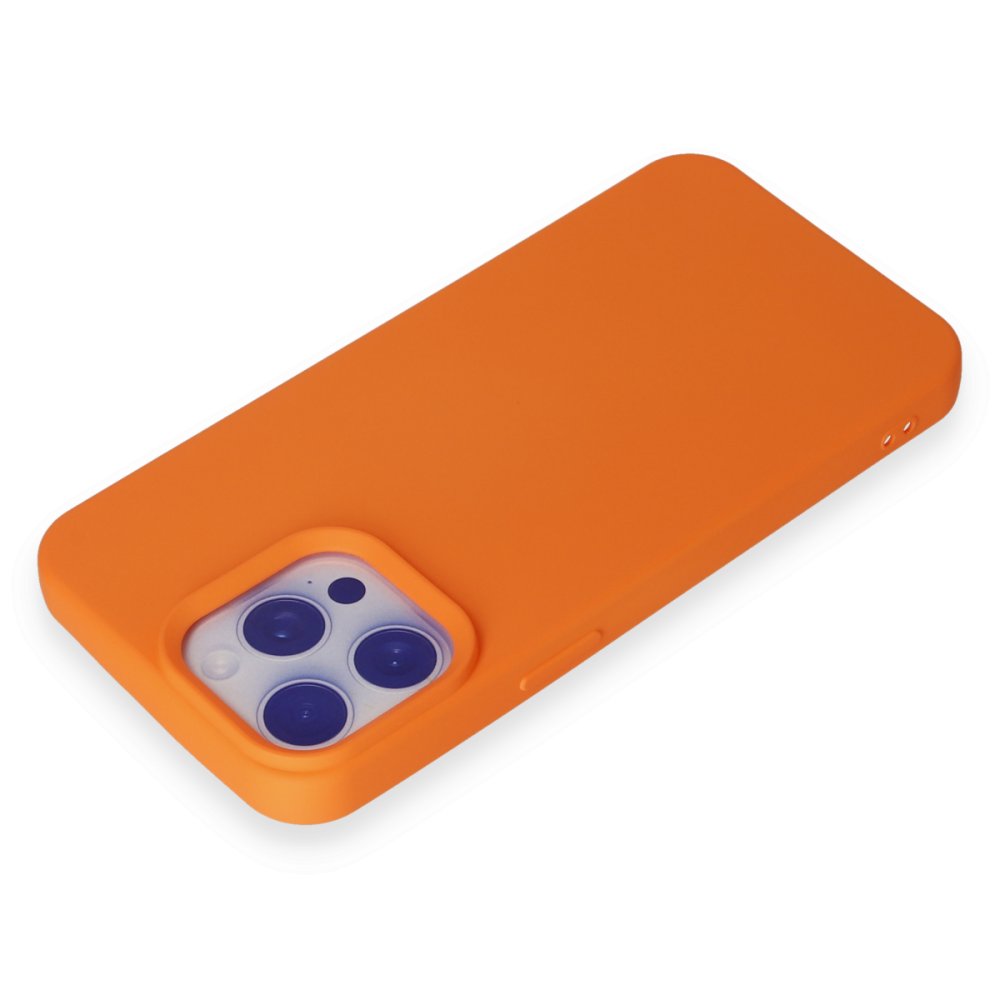 iPhone 15 Pro Max Kılıf Nano içi Kadife Silikon - Turuncu iPhone 15 Pro Max Kılıf Nano içi Kadife Silikon - Turuncu