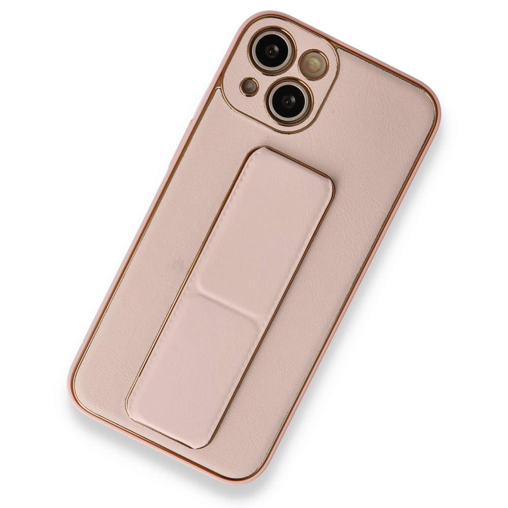 iPhone 13 Kılıf Coco Deri Standlı Kapak - Pembe iPhone 13 Kılıf Coco Deri Standlı Kapak - Pembe
